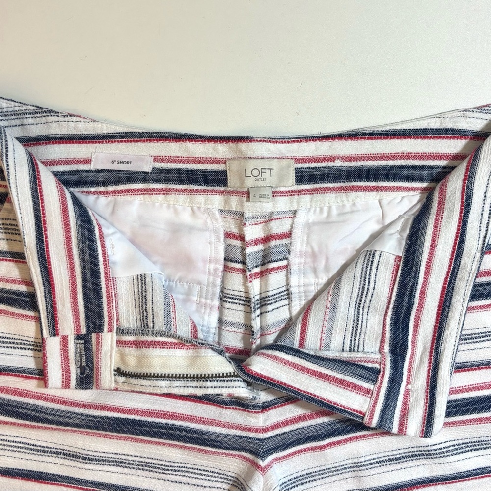 Loft Mid Rise 6 Shorts Striped Red/White/Blue 100% Cotton Size 4 - Picture 5 of 13